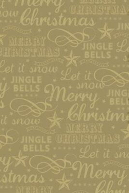 Gold Christmas roll wrap featuring Christmas carol words by Swiss designer Stewo. Quality wrapping paper. Metallised, 76gsm. Size 70cm x 1.5m.